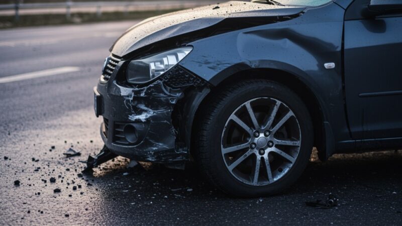 Wypadek w Bojszowach: Dwie osoby ranne, droga już przejezdna