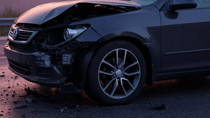 Kierowca BMW uderzył w drzewo w Bojszowach po manewrze ciężarówki