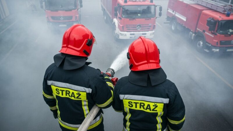 Pożar w Mysłowicach: strażacy walczą z ogniem z powietrza i na ziemi