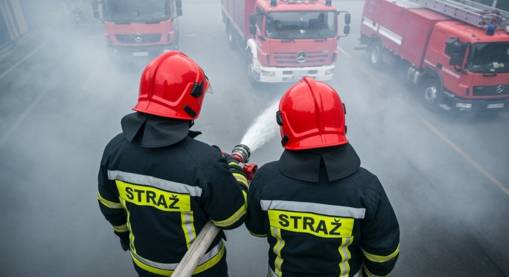 Pożar w Mysłowicach: strażacy walczą z ogniem z powietrza i na ziemi